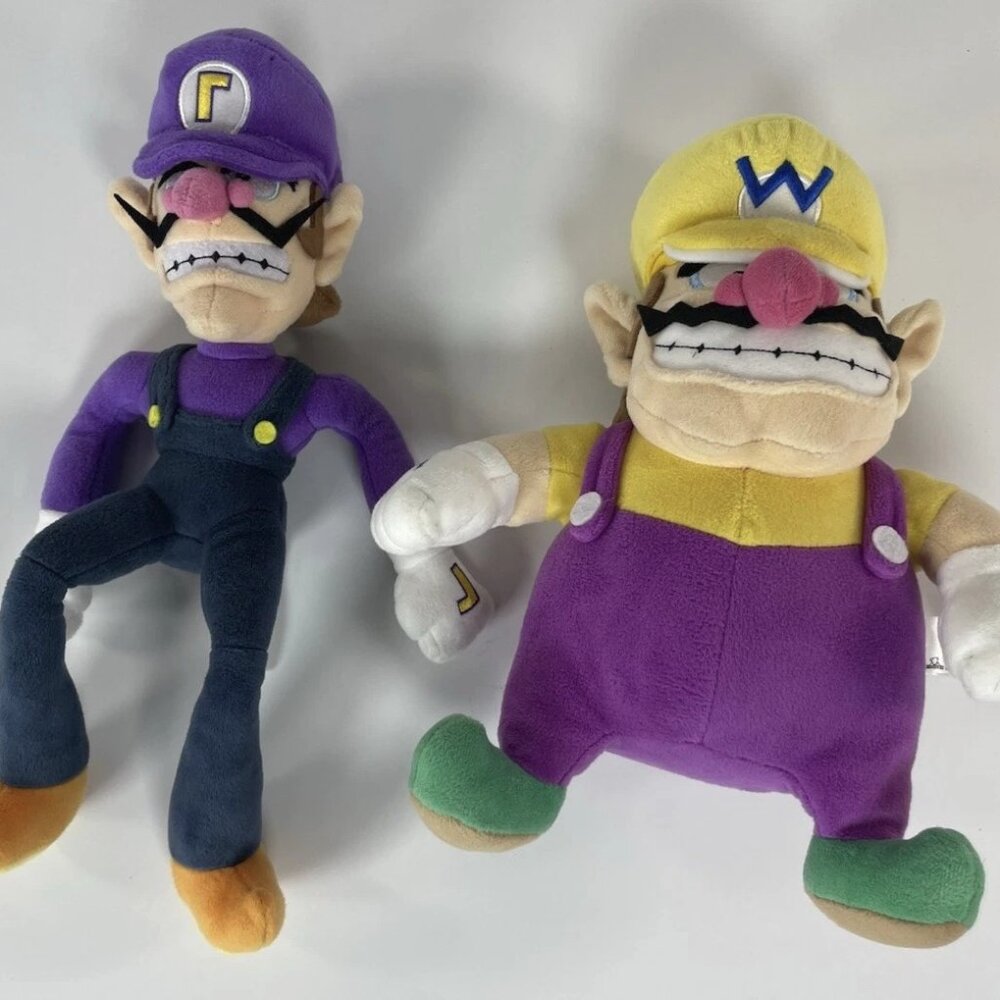 Super Mario Wario & Waluigi Stuffed Plush Dolls 2017 Set of 2